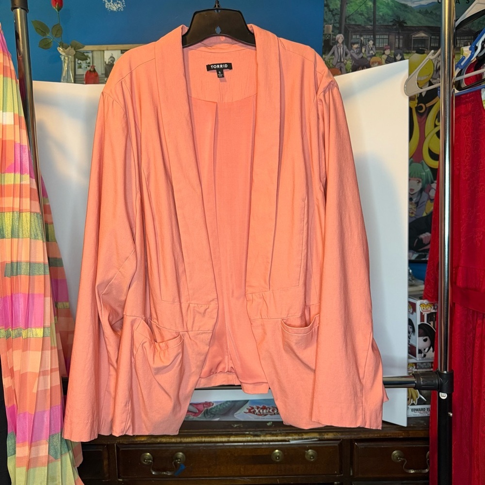 Torrid size 28 Coral Women's Blazer with pockets - Picture 4 of 6